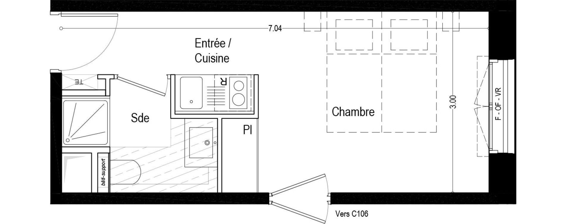 Appartement T1 meubl&eacute; de 19,80 m2 &agrave; Aix-Les-Bains Rondeau - bord du lac