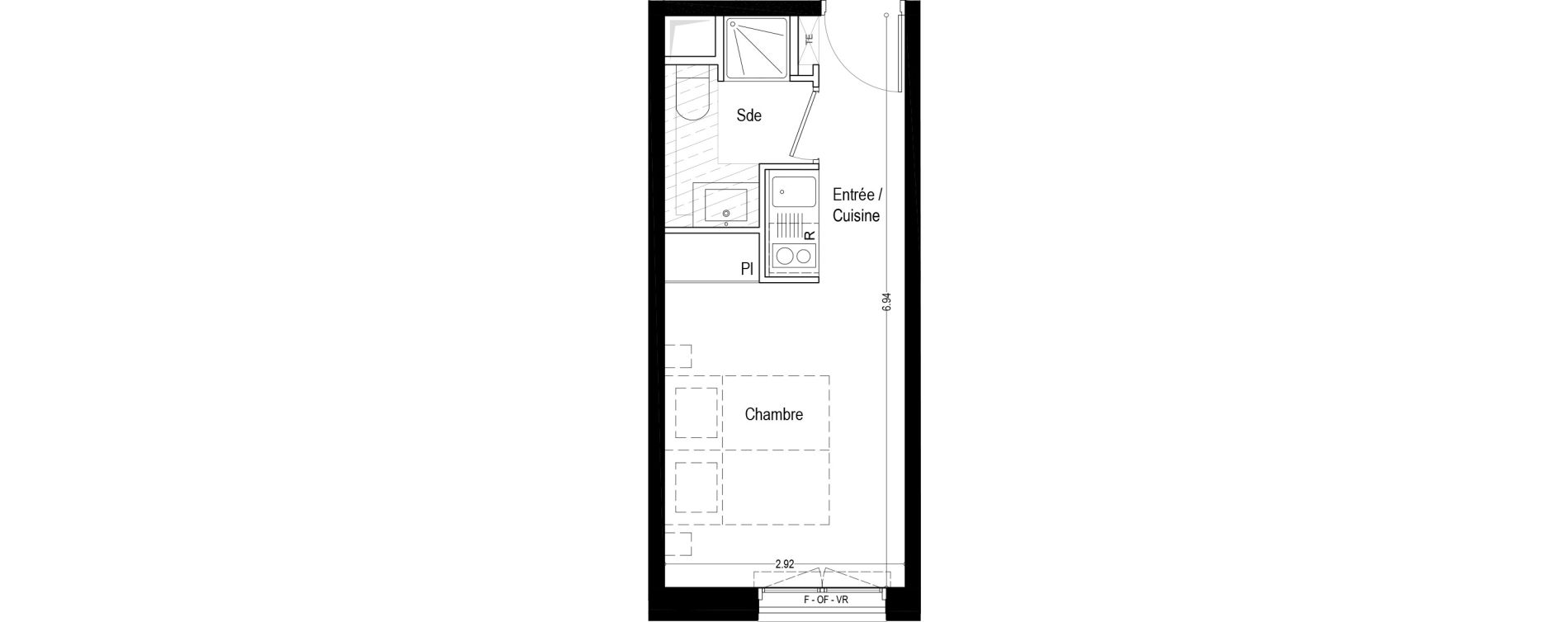 Appartement T1 meubl&eacute; de 19,20 m2 &agrave; Aix-Les-Bains Rondeau - bord du lac