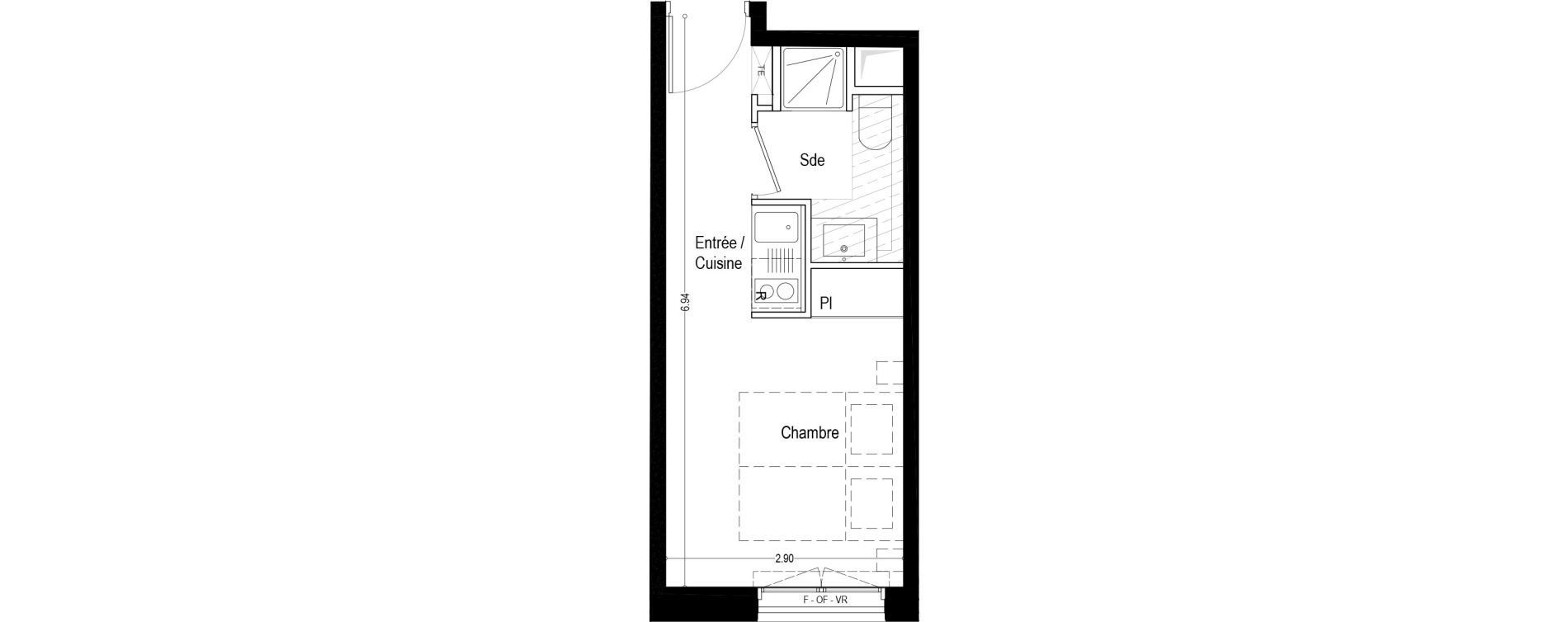 Appartement T1 meubl&eacute; de 18,40 m2 &agrave; Aix-Les-Bains Rondeau - bord du lac