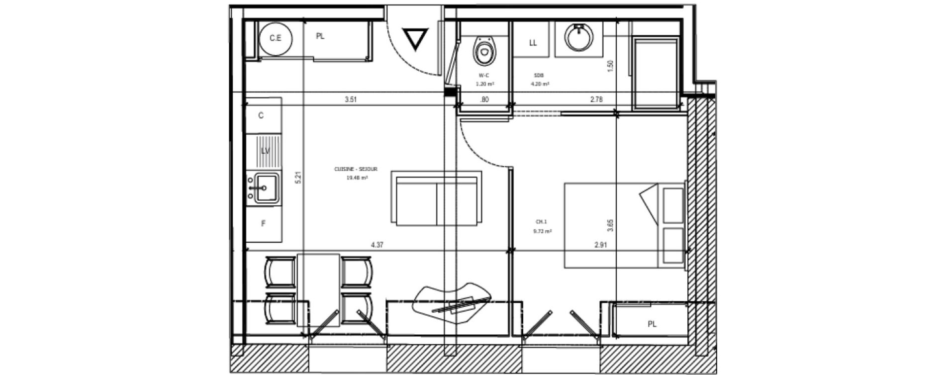 Appartement T2 de 34,60 m2 &agrave; Albertville Centre