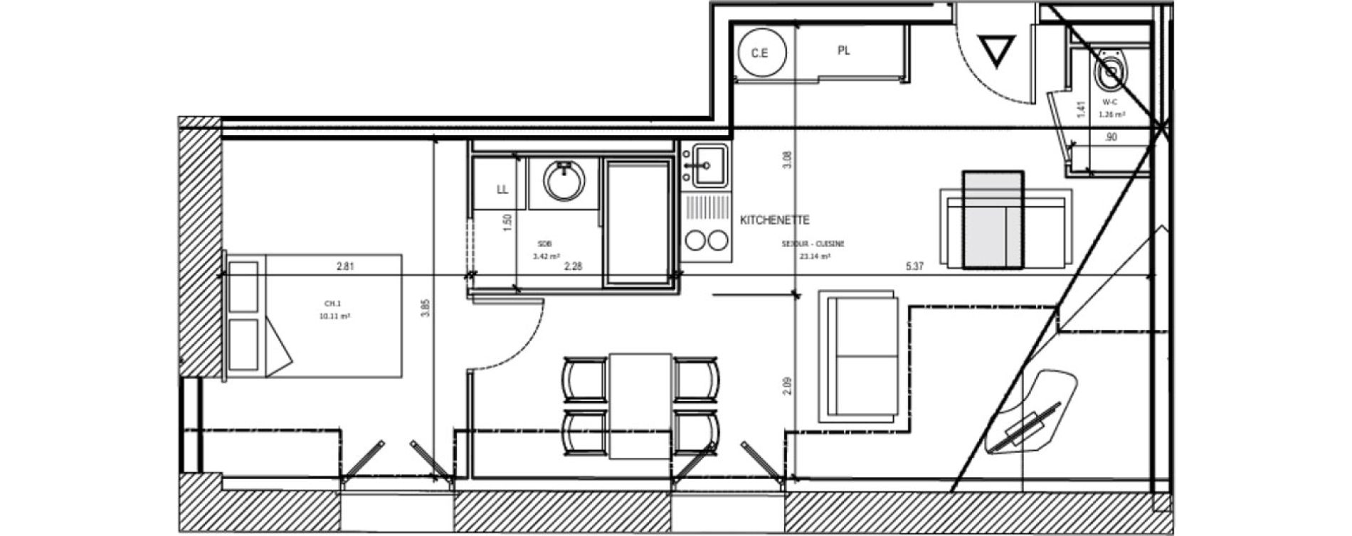 Appartement T2 de 37,92 m2 &agrave; Albertville Centre