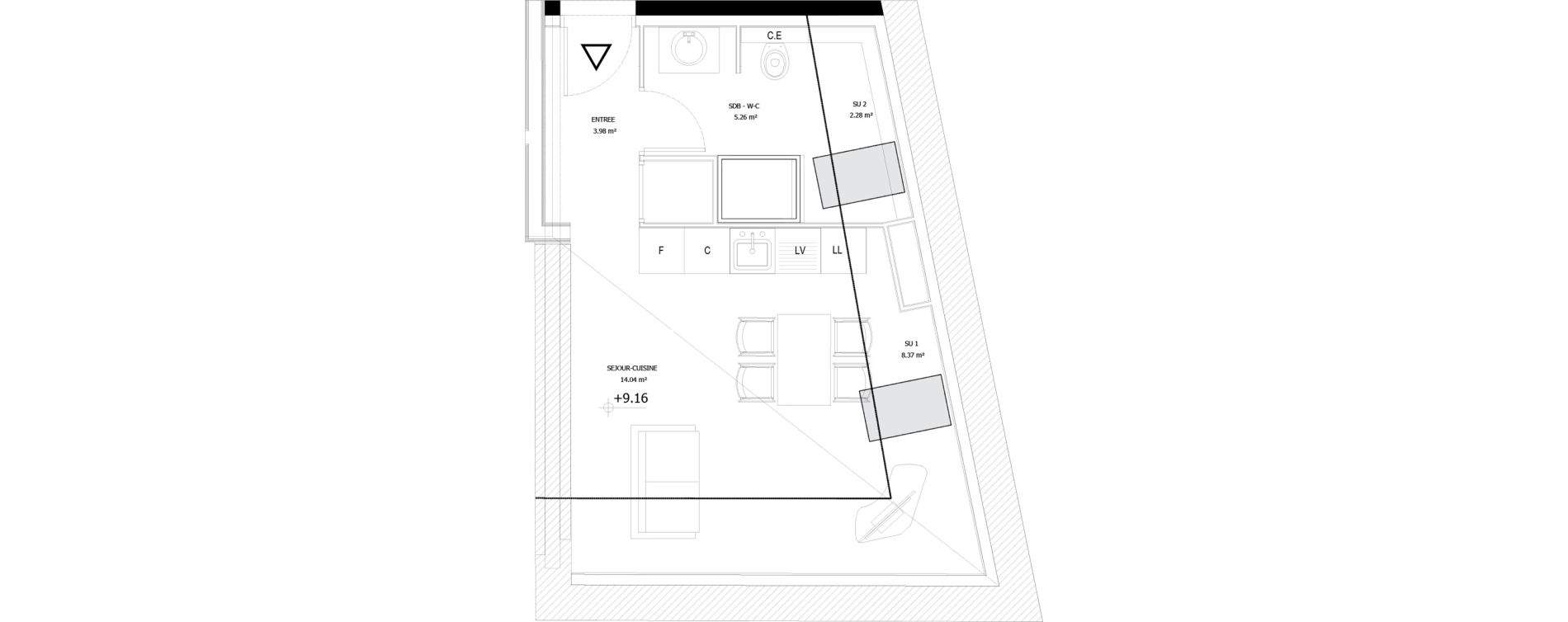 Appartement T1 de 23,28 m2 &agrave; Albertville Centre