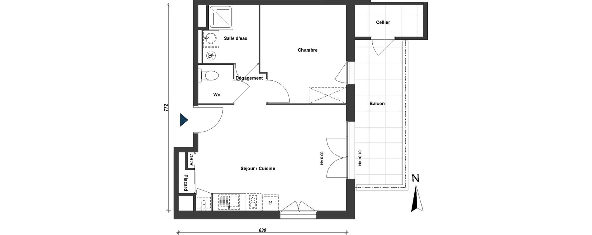 Appartement T2 de 42,65 m2 &agrave; Albertville Centre