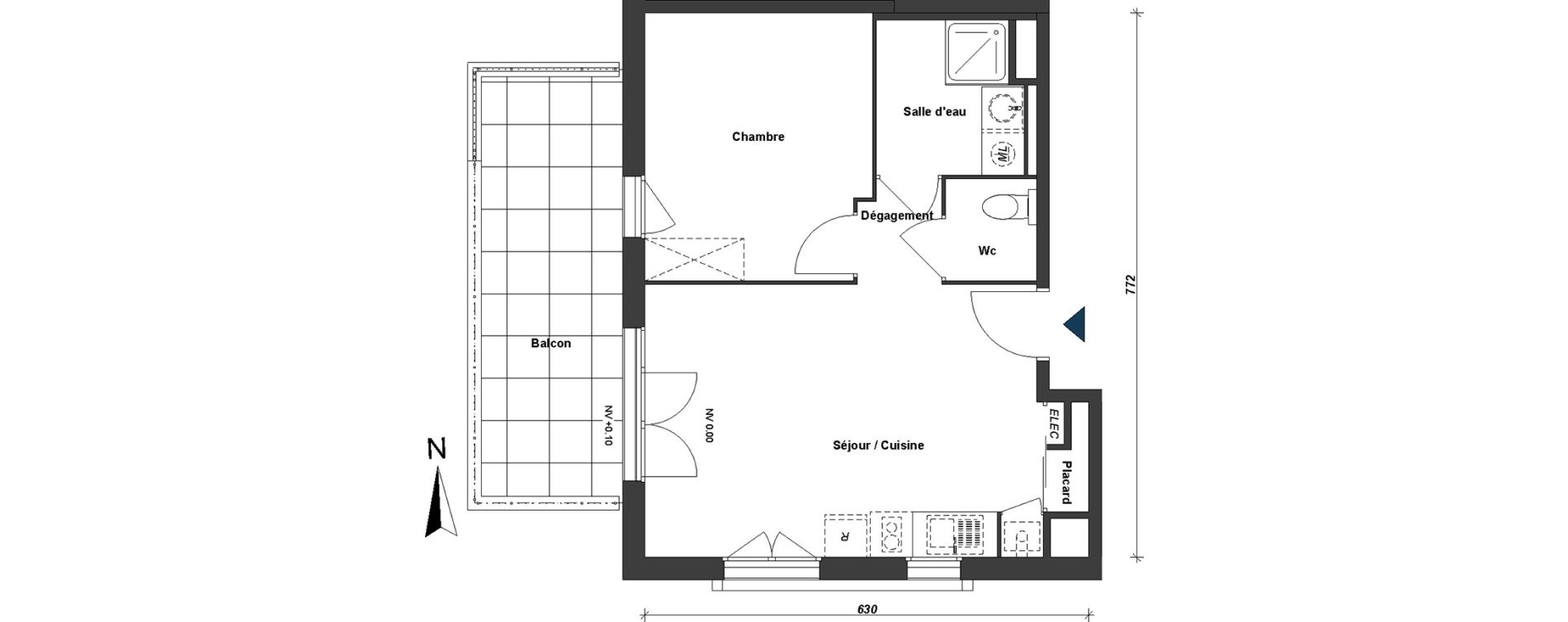 Appartement T2 de 42,42 m2 &agrave; Albertville Centre