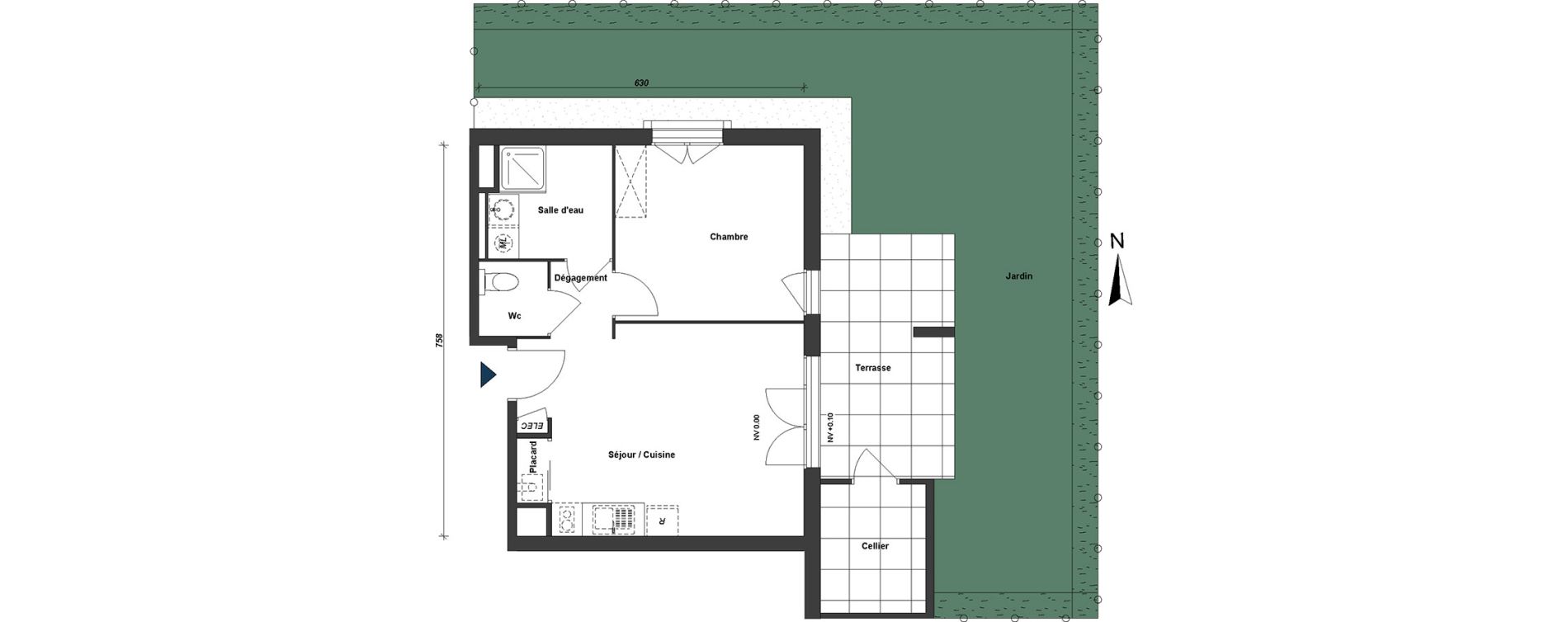 Appartement T2 de 42,97 m2 &agrave; Albertville Centre