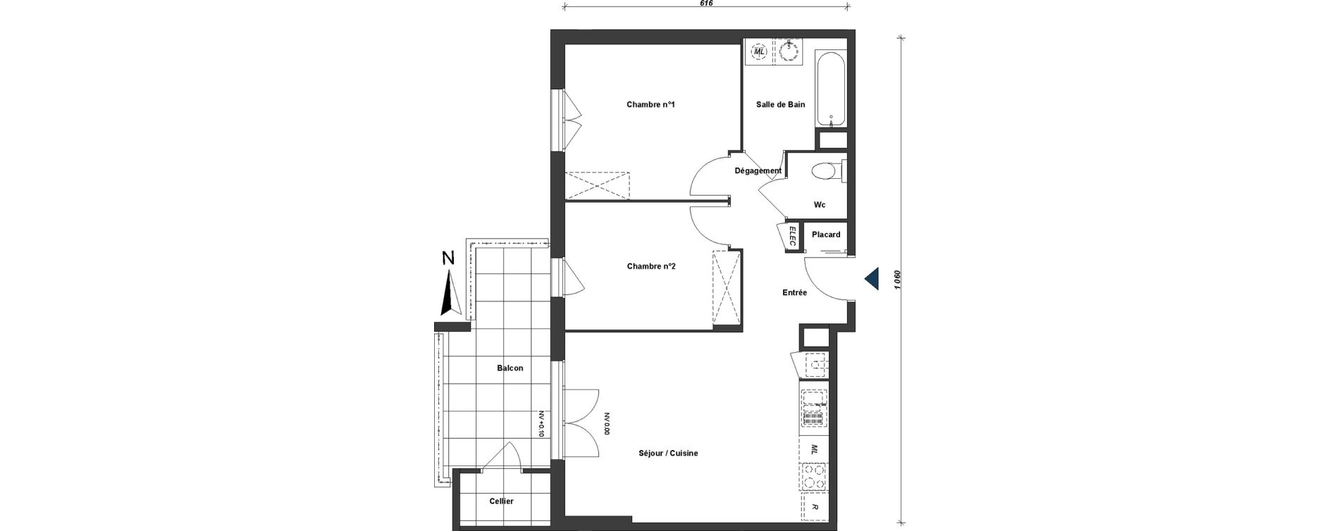 Appartement T3 de 60,74 m2 &agrave; Albertville Centre