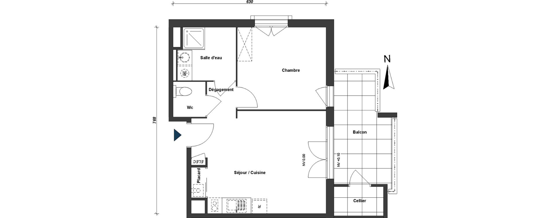 Appartement T2 de 43,53 m2 &agrave; Albertville Centre