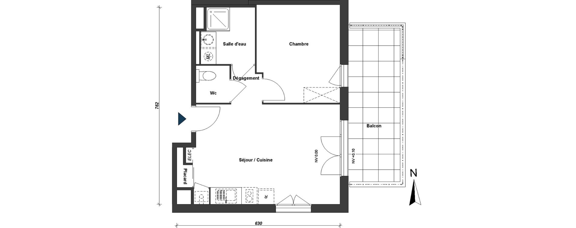 Appartement T2 de 42,42 m2 &agrave; Albertville Centre