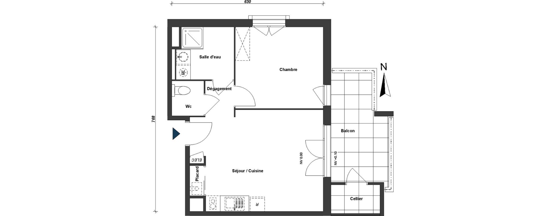 Appartement T2 de 43,53 m2 &agrave; Albertville Centre