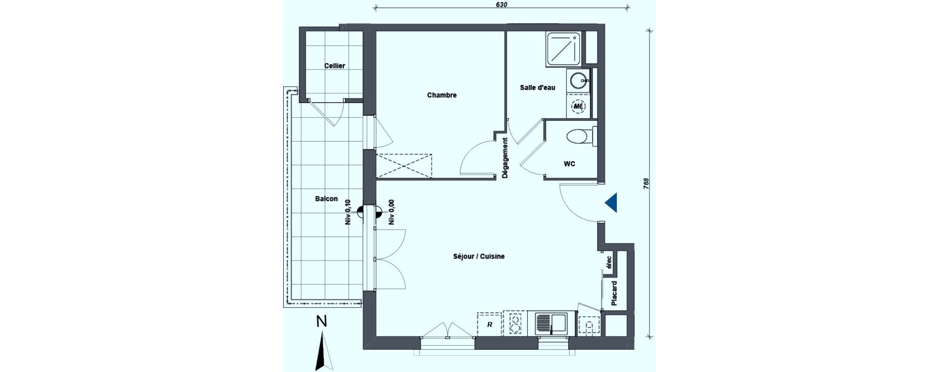 Appartement T2 de 42,36 m2 &agrave; Albertville Centre