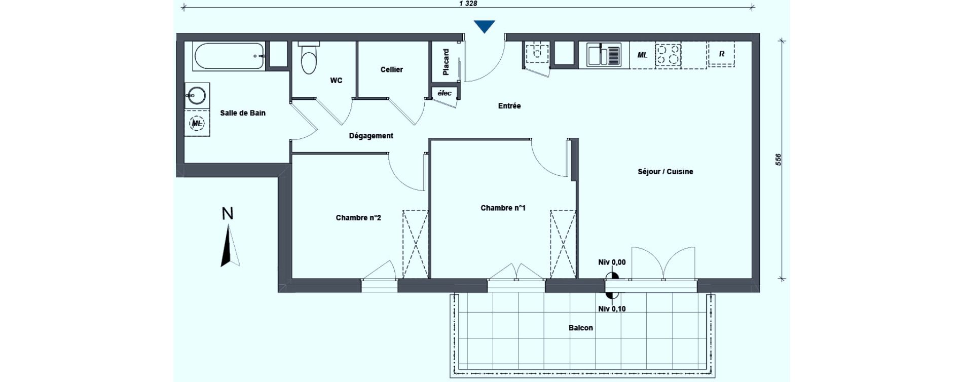 Appartement T3 de 64,67 m2 &agrave; Albertville Centre
