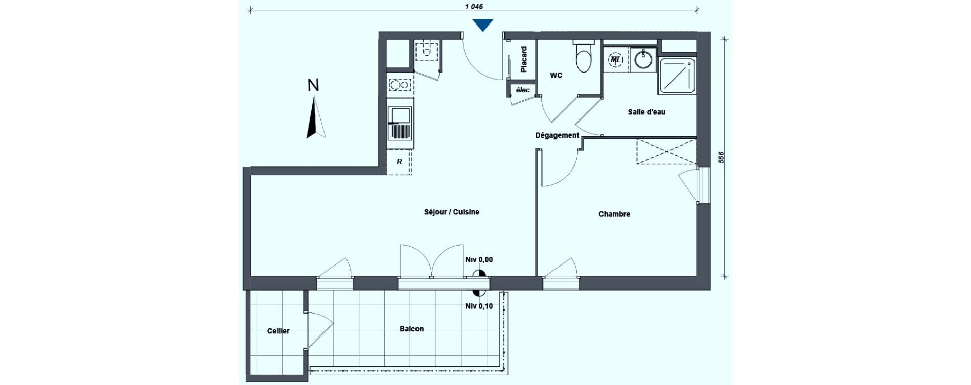 Appartement T2 de 46,02 m2 &agrave; Albertville Centre