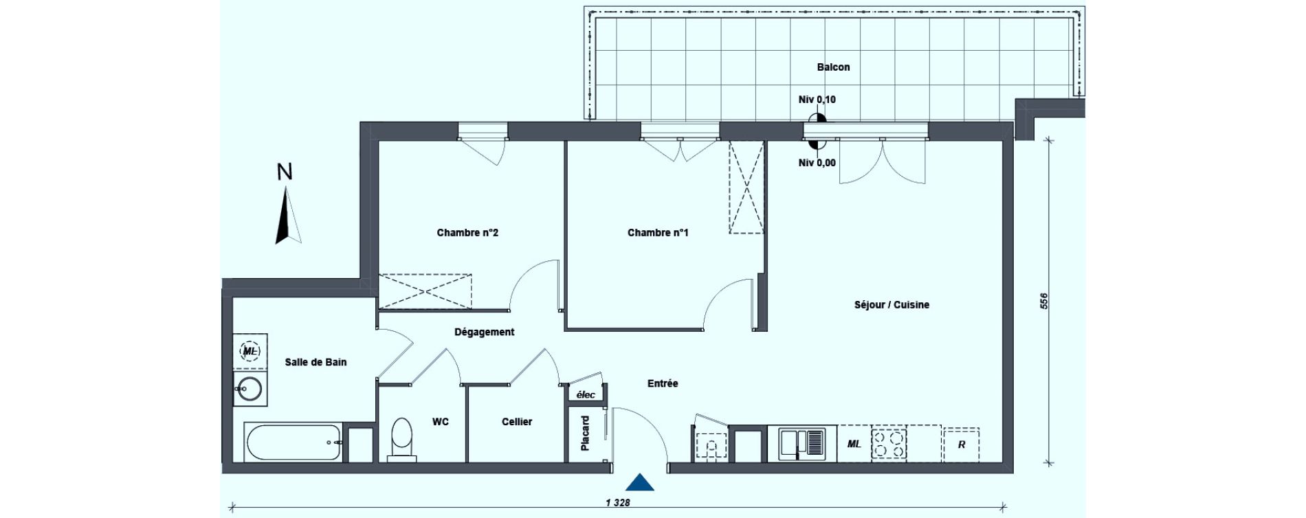 Appartement T3 de 64,67 m2 &agrave; Albertville Centre