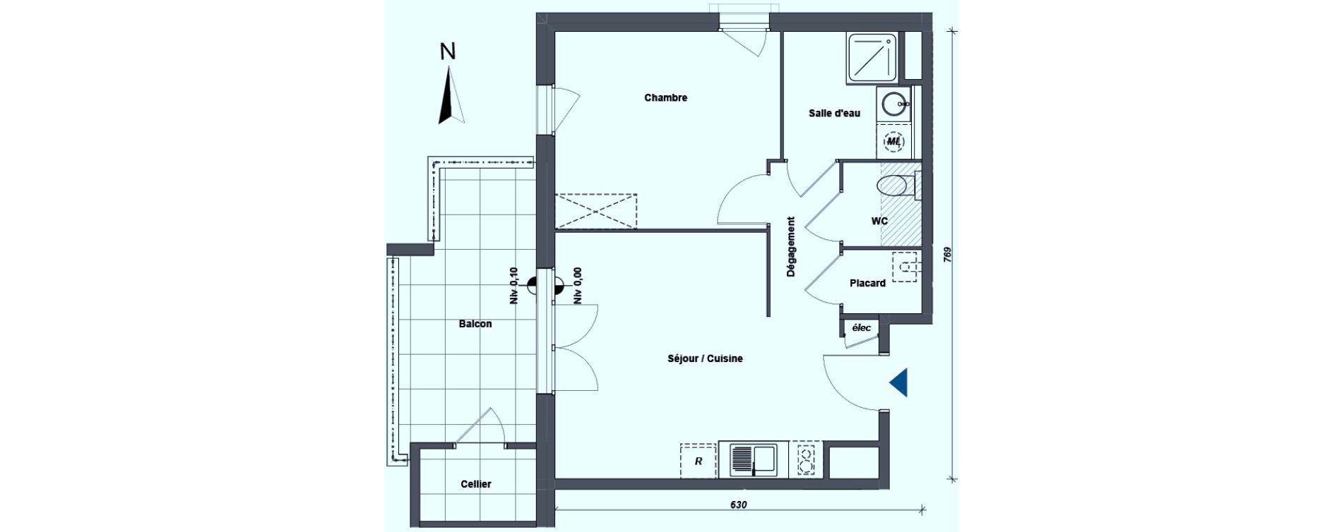 Appartement T2 de 44,14 m2 &agrave; Albertville Centre