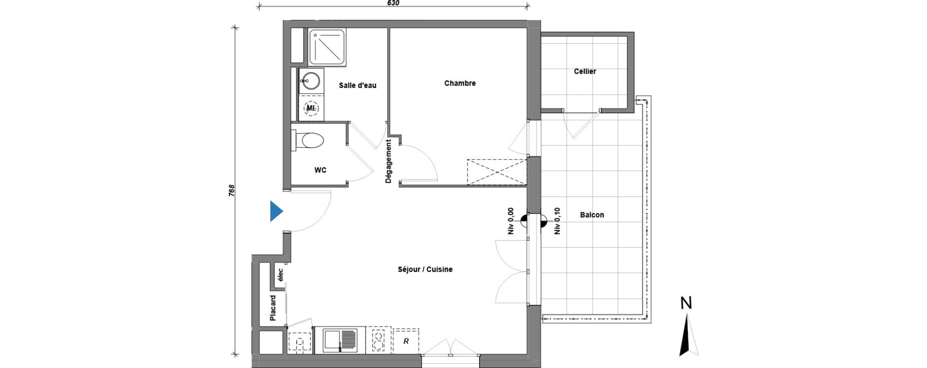 Appartement T2 de 42,36 m2 &agrave; Albertville Centre