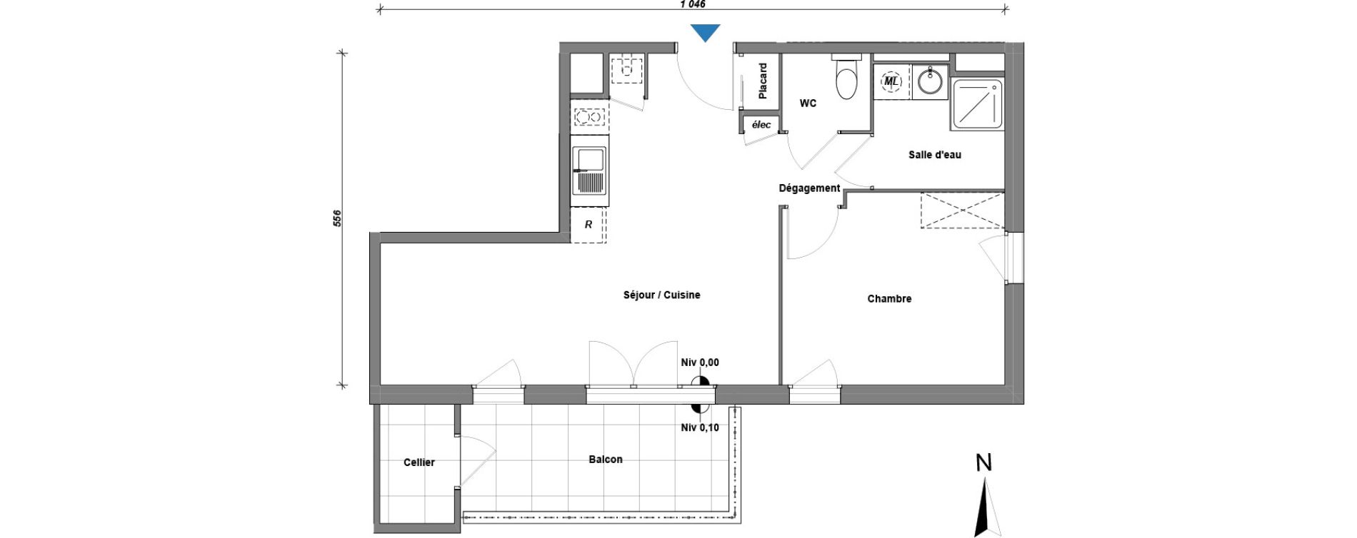 Appartement T2 de 46,02 m2 &agrave; Albertville Centre