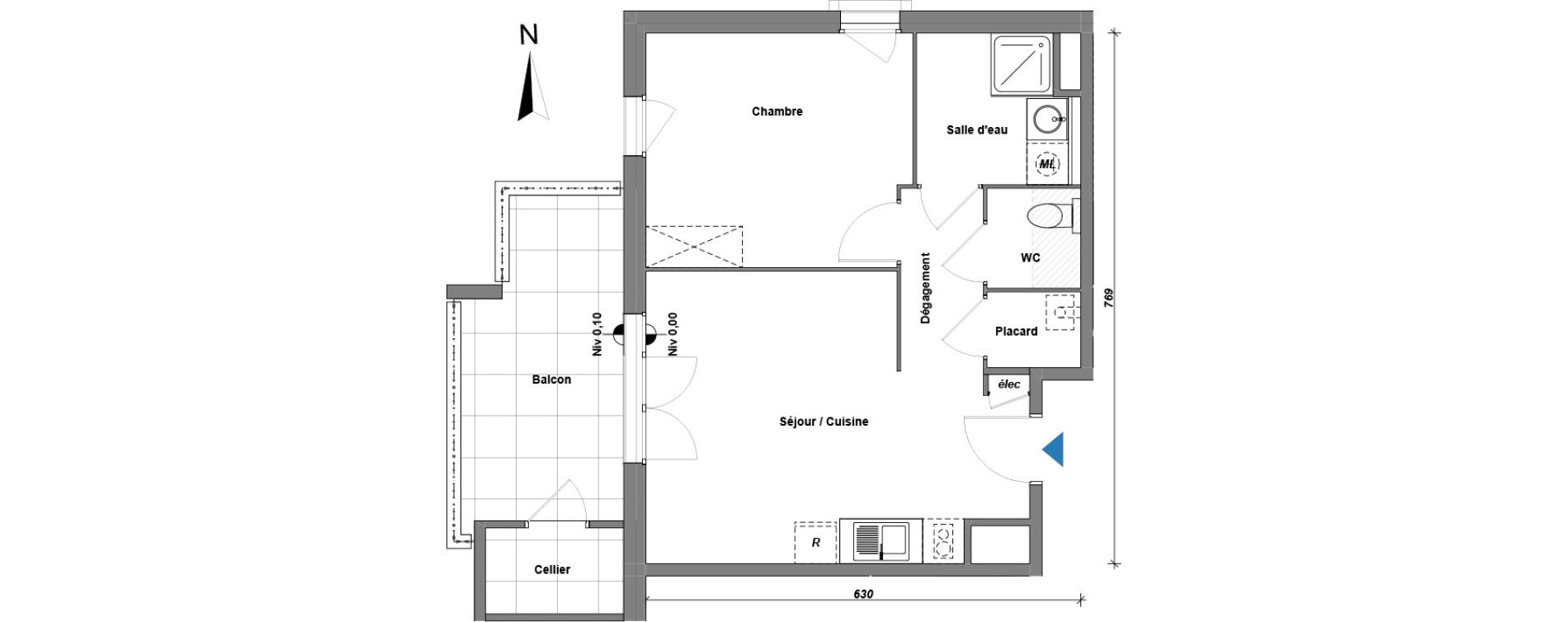 Appartement T2 de 44,14 m2 &agrave; Albertville Centre