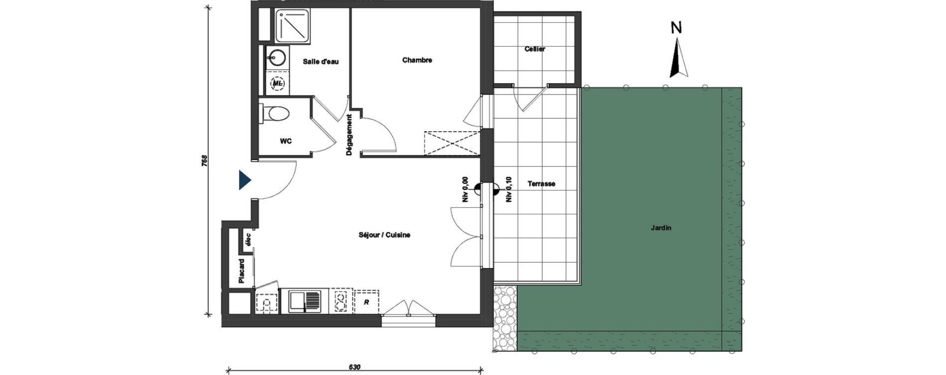 Appartement T2 de 42,36 m2 &agrave; Albertville Centre