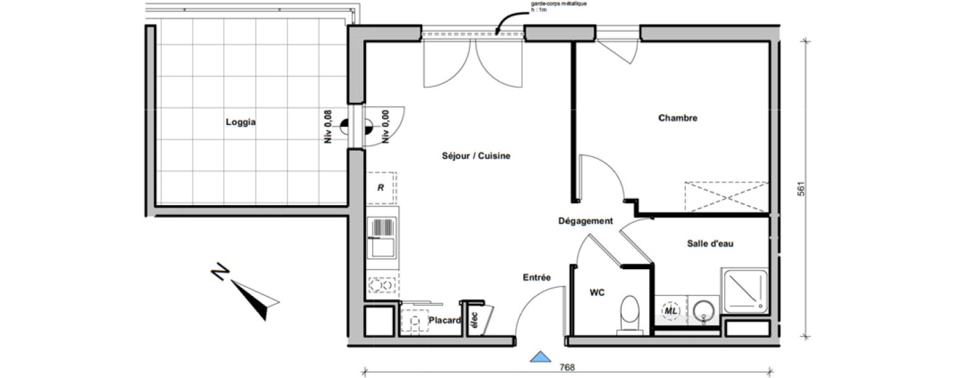 Appartement T2 de 41,09 m2 &agrave; Albertville Val des roses