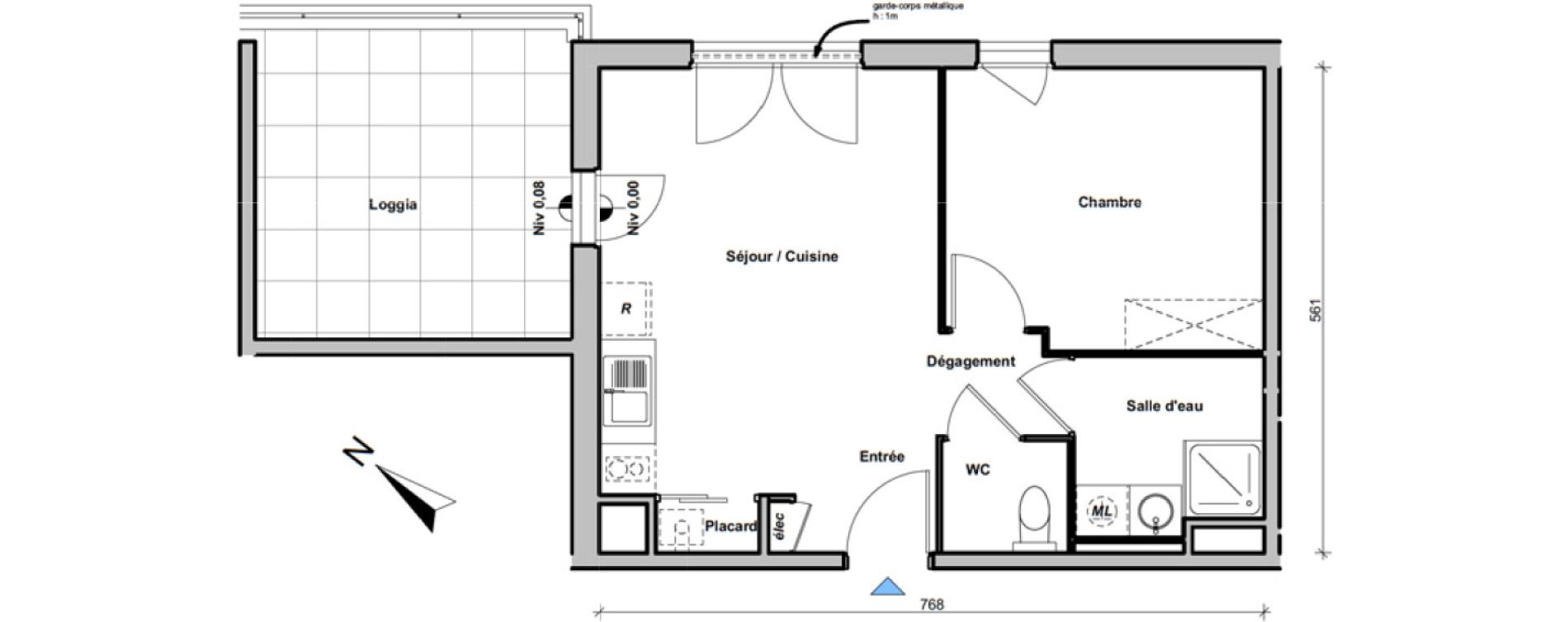 Appartement T2 de 41,09 m2 &agrave; Albertville Val des roses