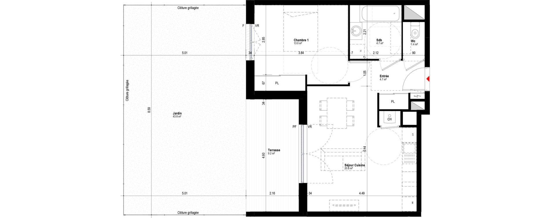 Appartement T2 de 44,57 m2 &agrave; Albertville Albertville conflans