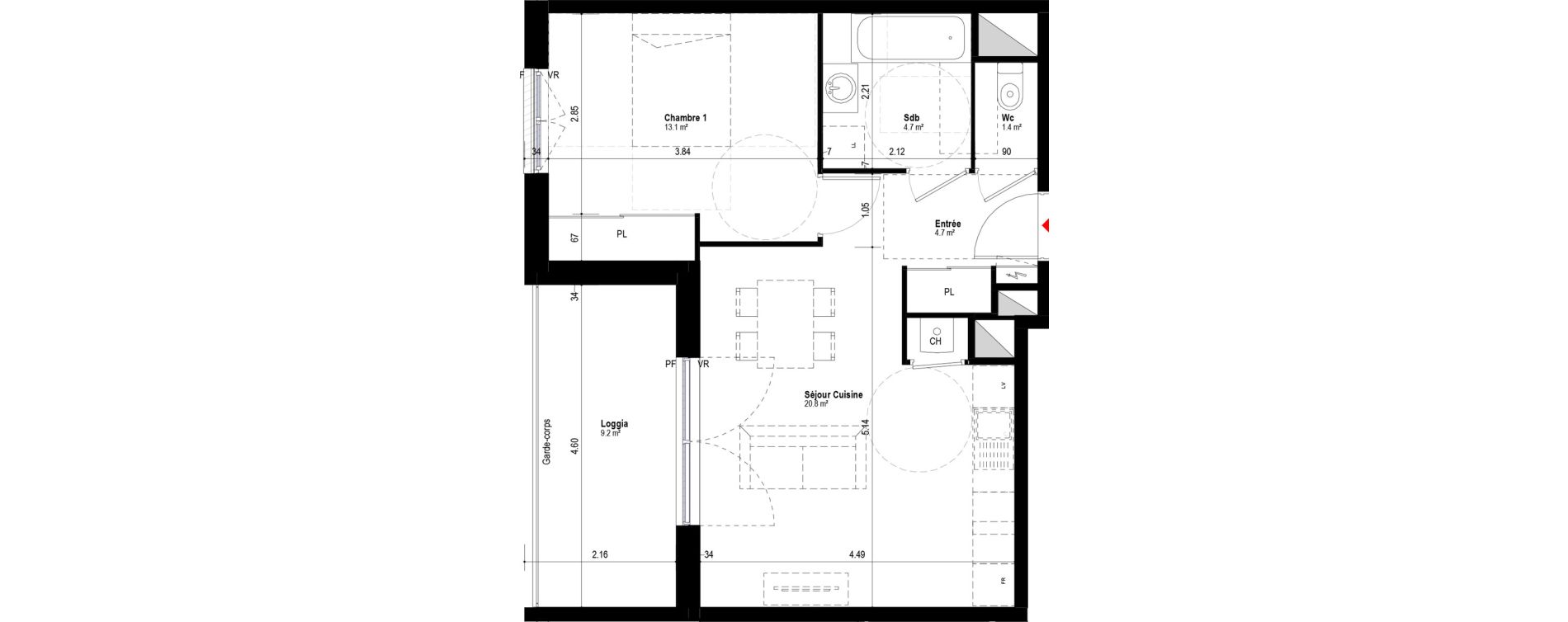 Appartement T2 de 44,69 m2 &agrave; Albertville Albertville conflans