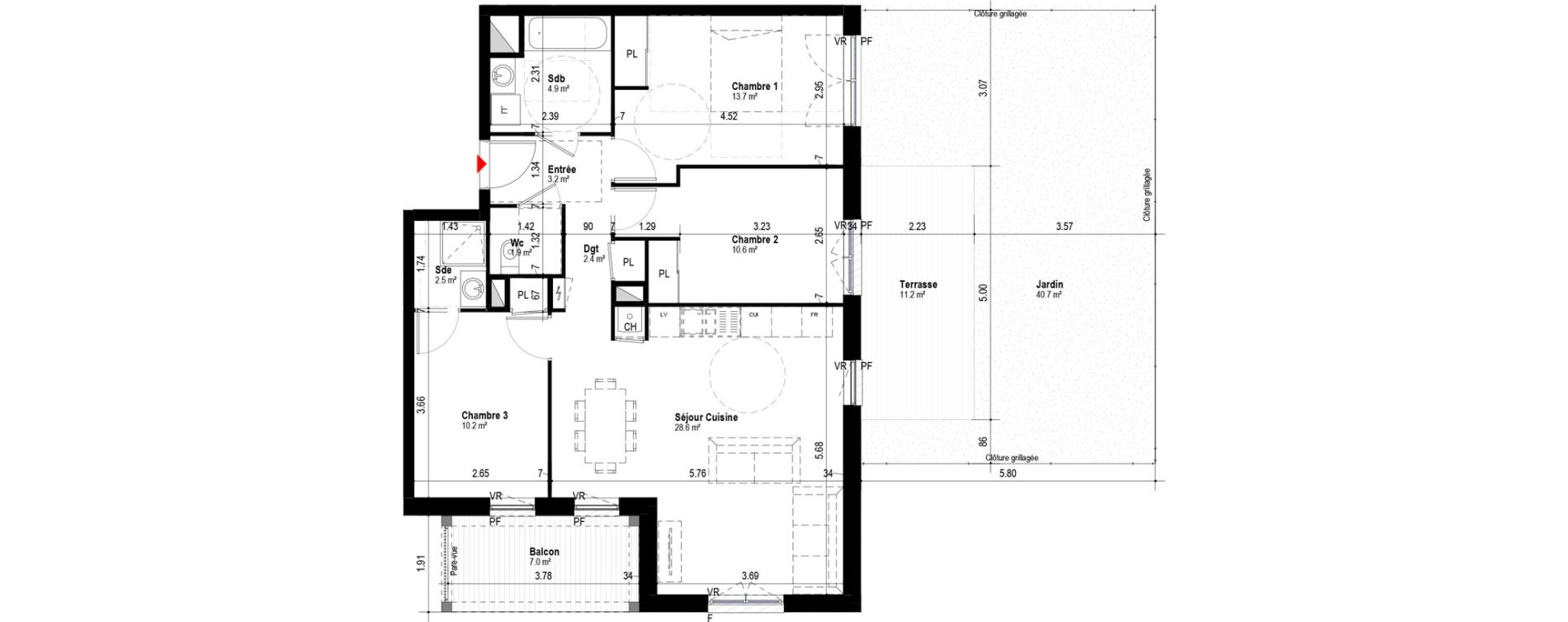 Appartement T4 de 78,06 m2 &agrave; Albertville Albertville conflans