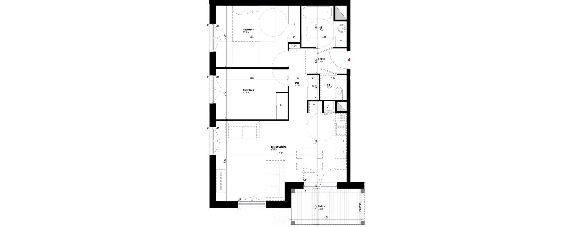Appartement T3 de 66,61 m2 &agrave; Albertville Albertville conflans