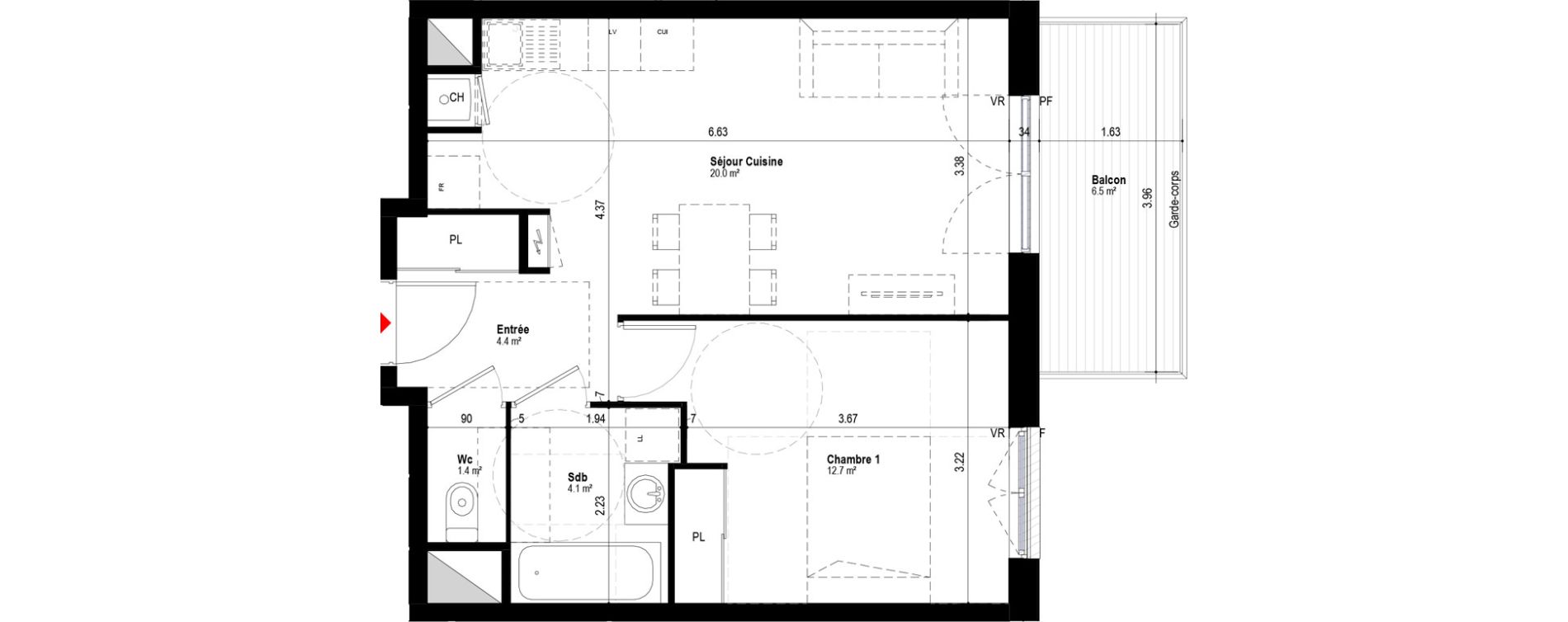 Appartement T2 de 42,60 m2 &agrave; Albertville Albertville conflans