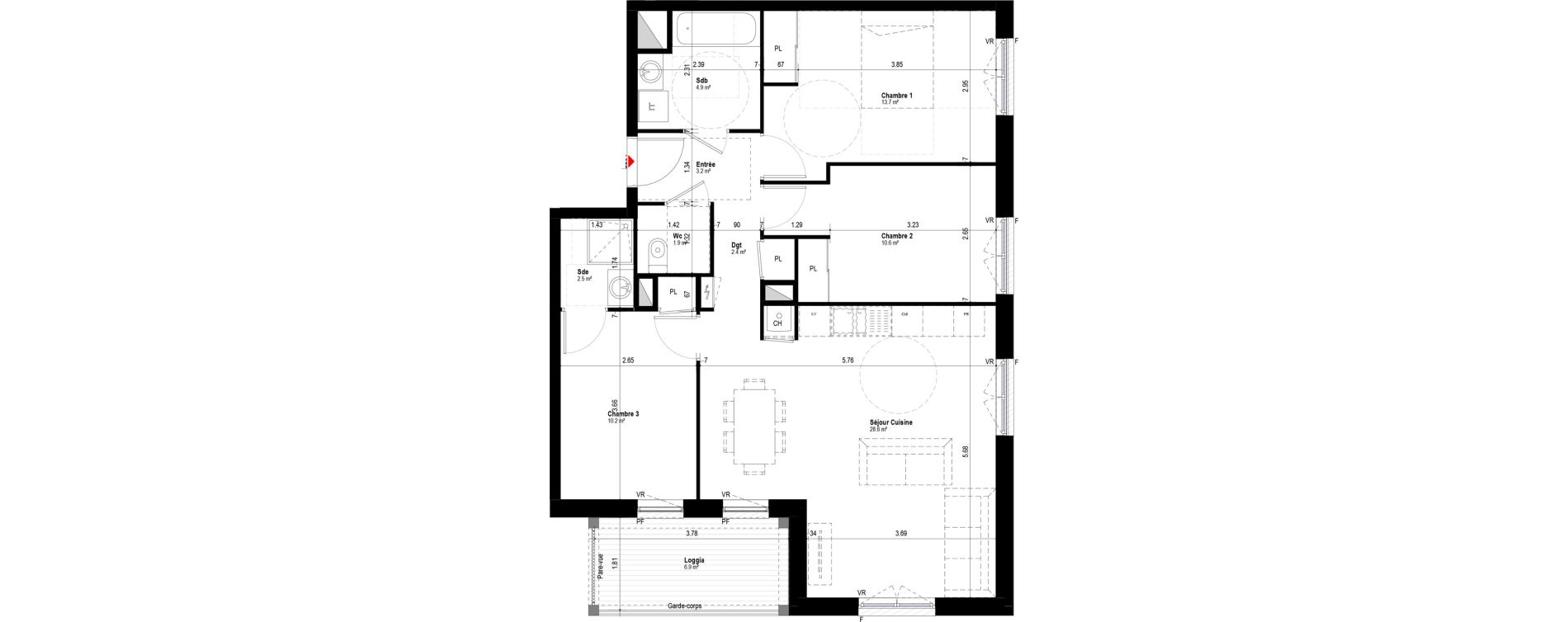 Appartement T4 de 78,06 m2 &agrave; Albertville Albertville conflans