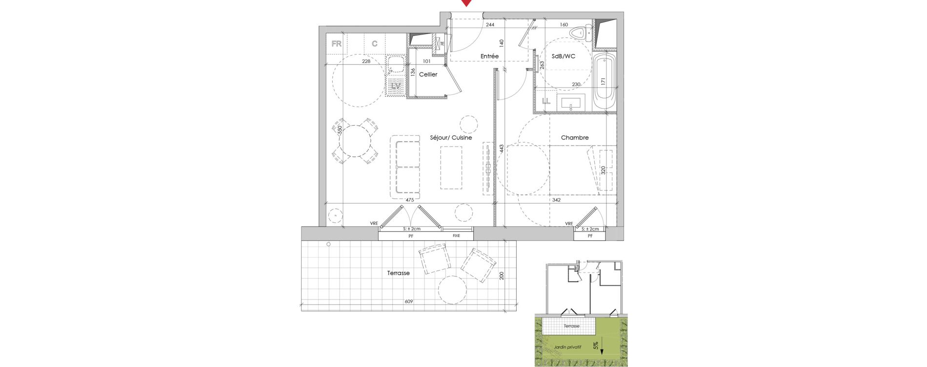 Appartement T2 de 45,01 m2 &agrave; Challes-Les-Eaux Centre
