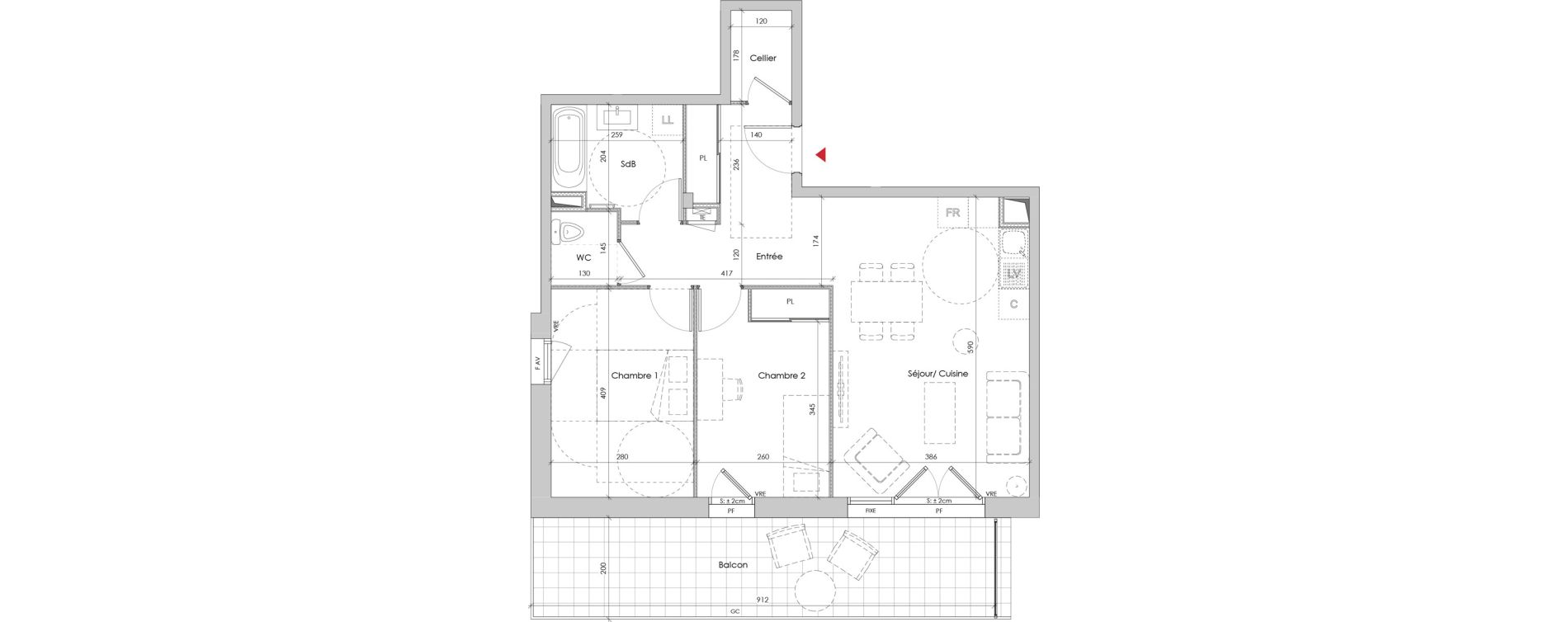 Appartement T3 de 63,86 m2 &agrave; Challes-Les-Eaux Centre