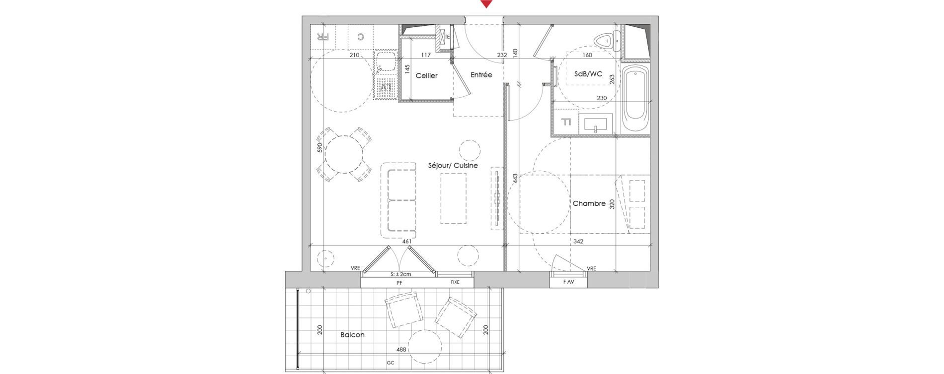 Appartement T2 de 45,55 m2 &agrave; Challes-Les-Eaux Centre