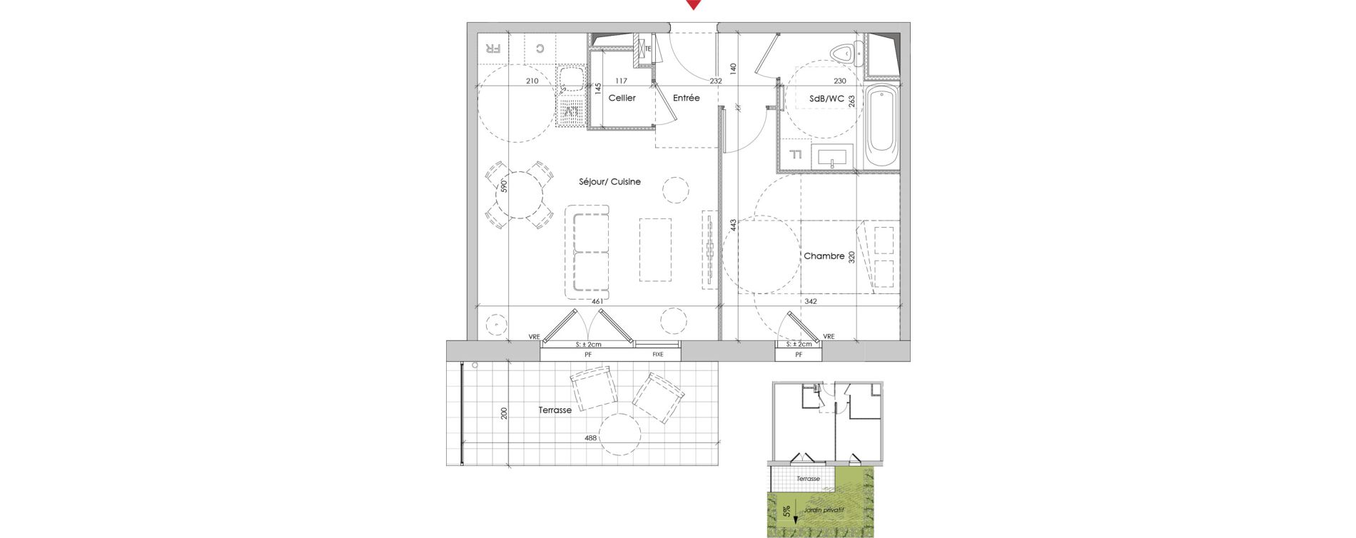Appartement T2 de 43,97 m2 &agrave; Challes-Les-Eaux Centre
