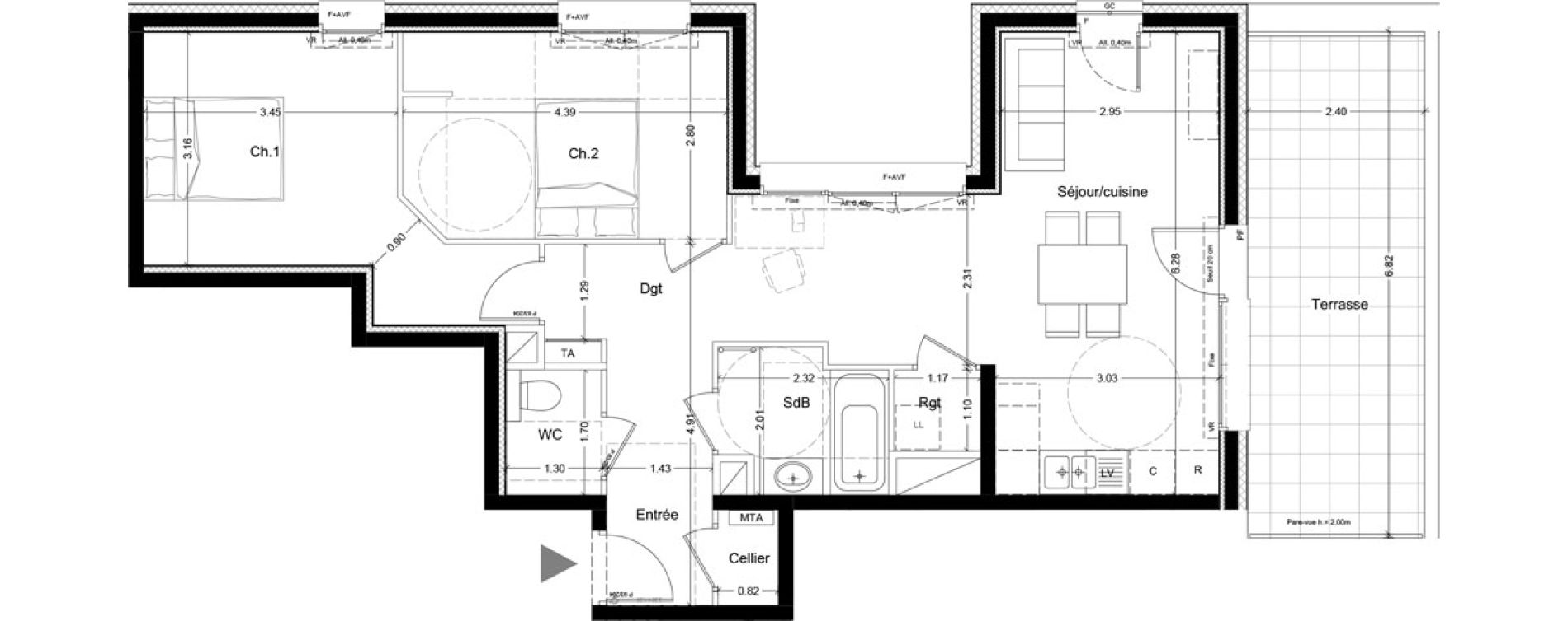 Appartement T3 de 69,36 m2 &agrave; Challes-Les-Eaux Centre