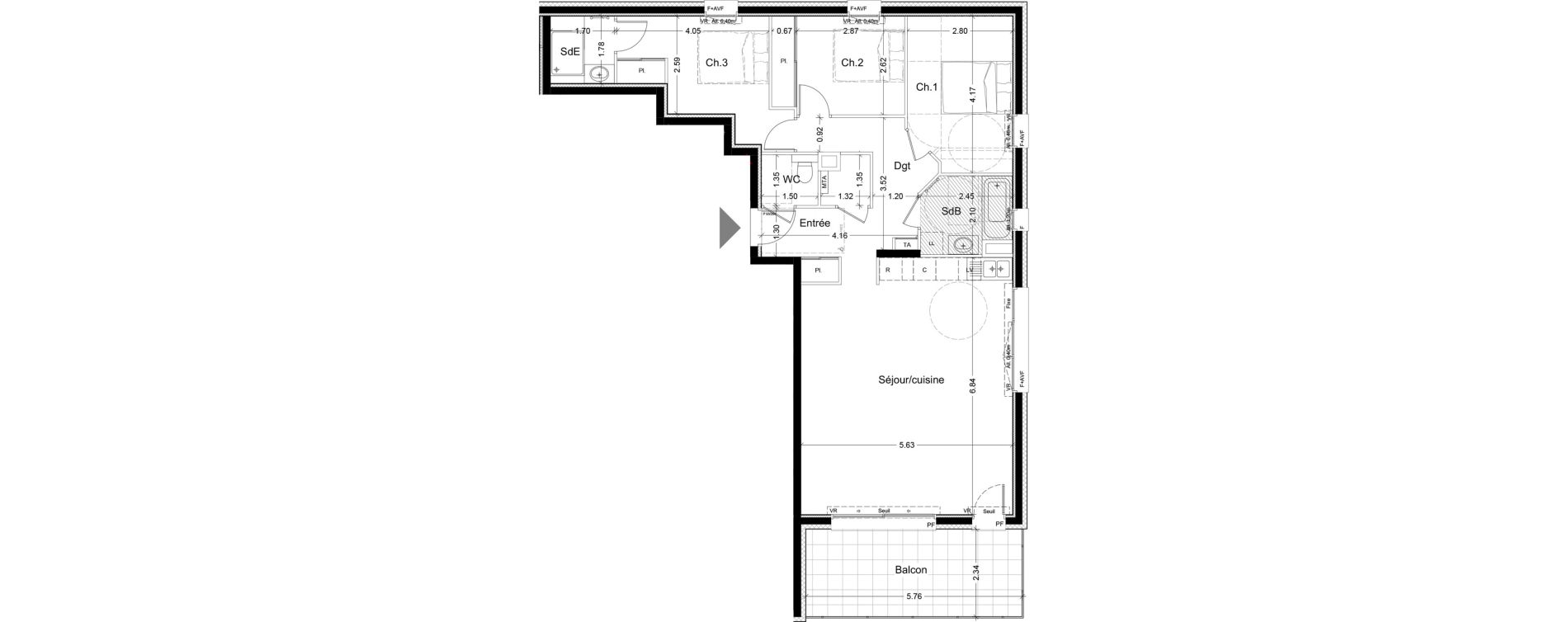 Appartement T4 de 90,72 m2 &agrave; Challes-Les-Eaux Centre