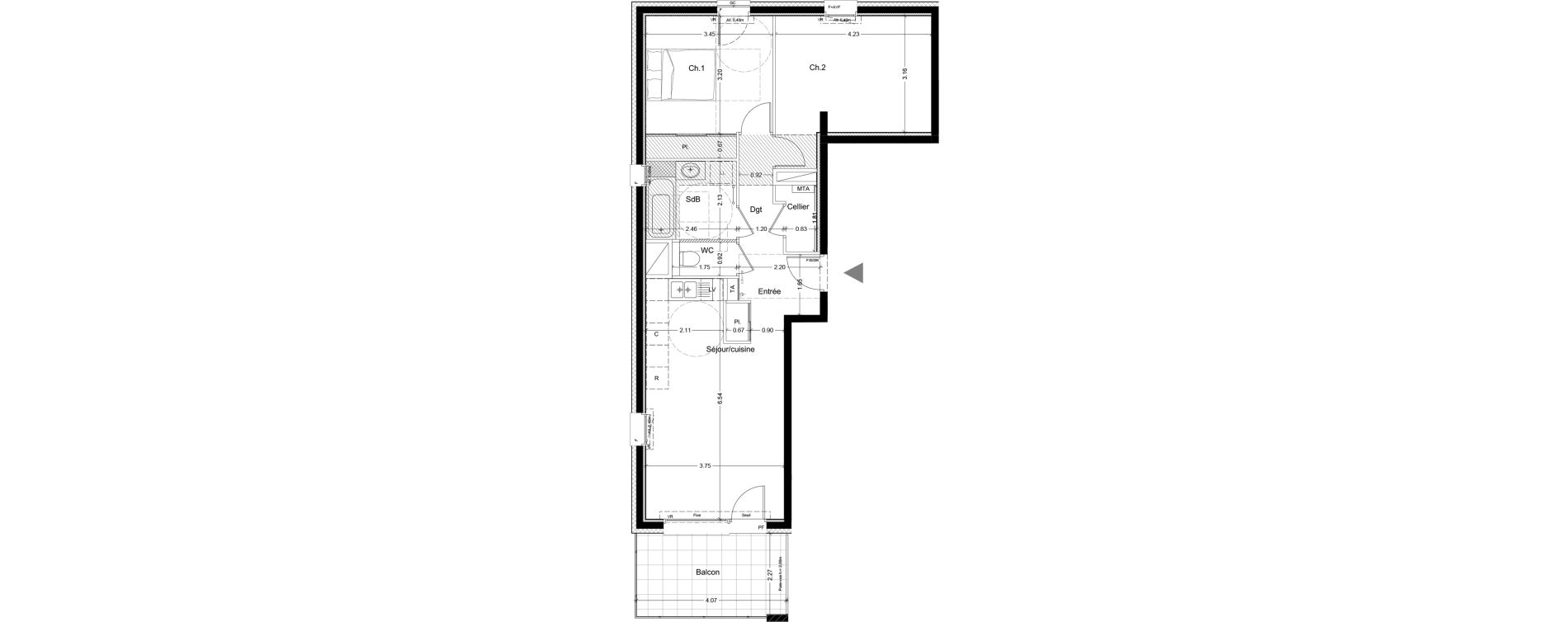 Appartement T3 de 65,34 m2 &agrave; Challes-Les-Eaux Centre