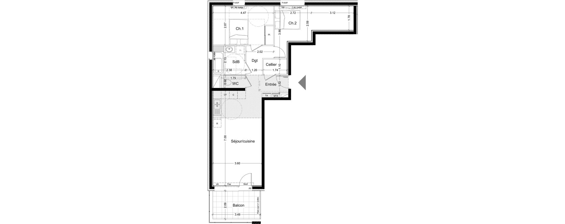 Appartement T3 de 67,71 m2 &agrave; Challes-Les-Eaux Centre