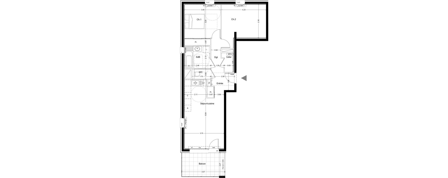 Appartement T3 de 65,34 m2 &agrave; Challes-Les-Eaux Centre