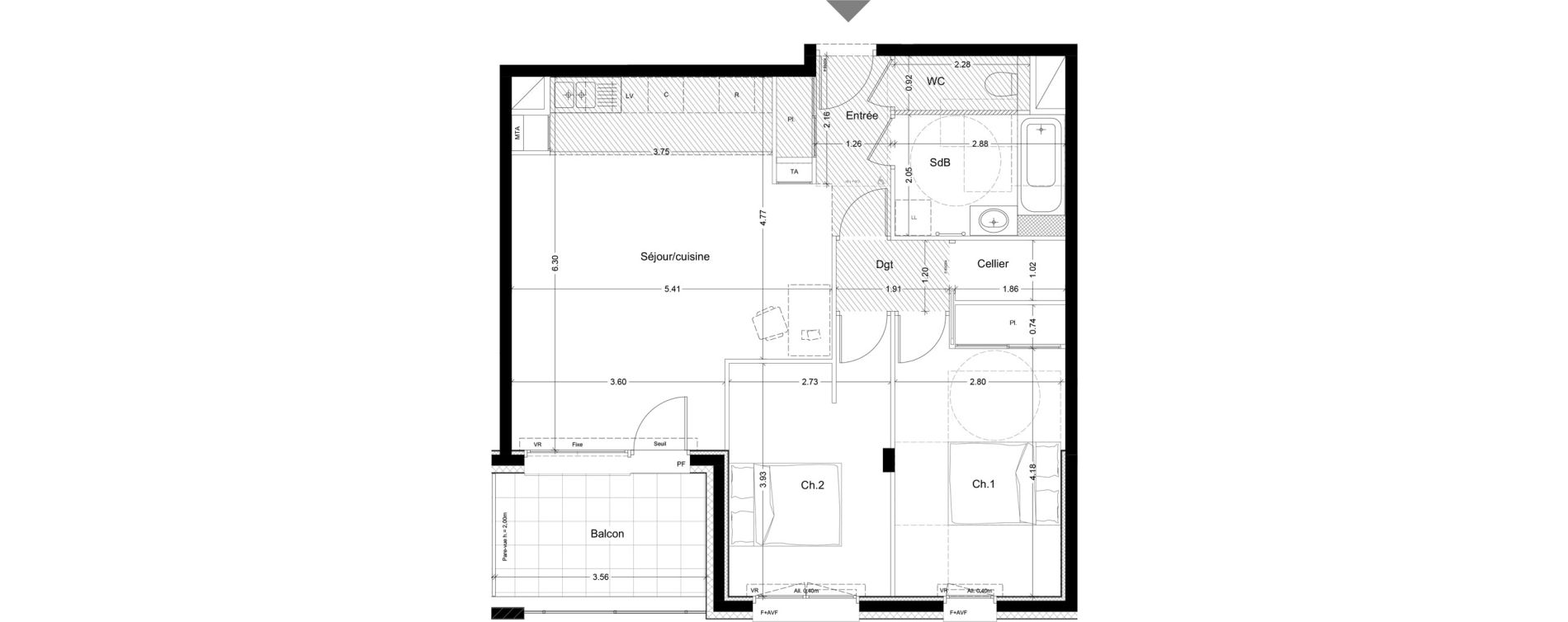 Appartement T3 de 70,93 m2 &agrave; Challes-Les-Eaux Centre