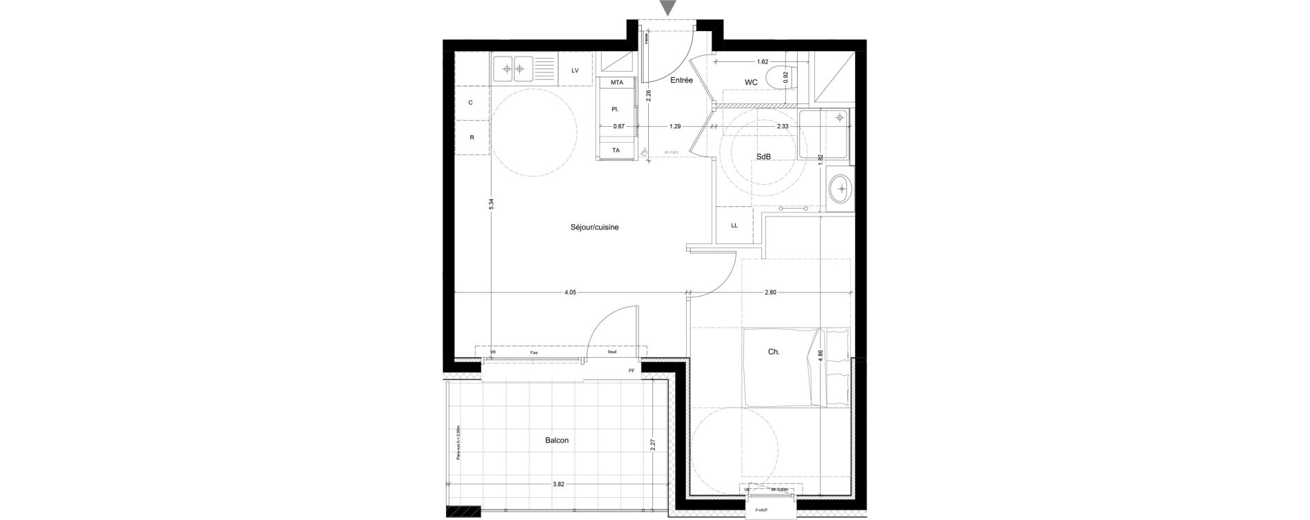 Appartement T2 de 42,31 m2 &agrave; Challes-Les-Eaux Centre