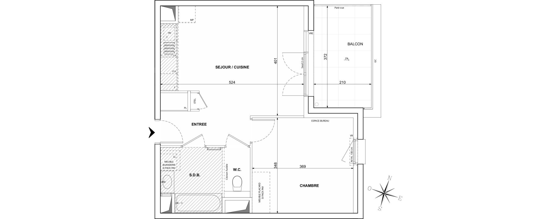 Appartement T2 de 43,36 m2 &agrave; Challes-Les-Eaux Centre