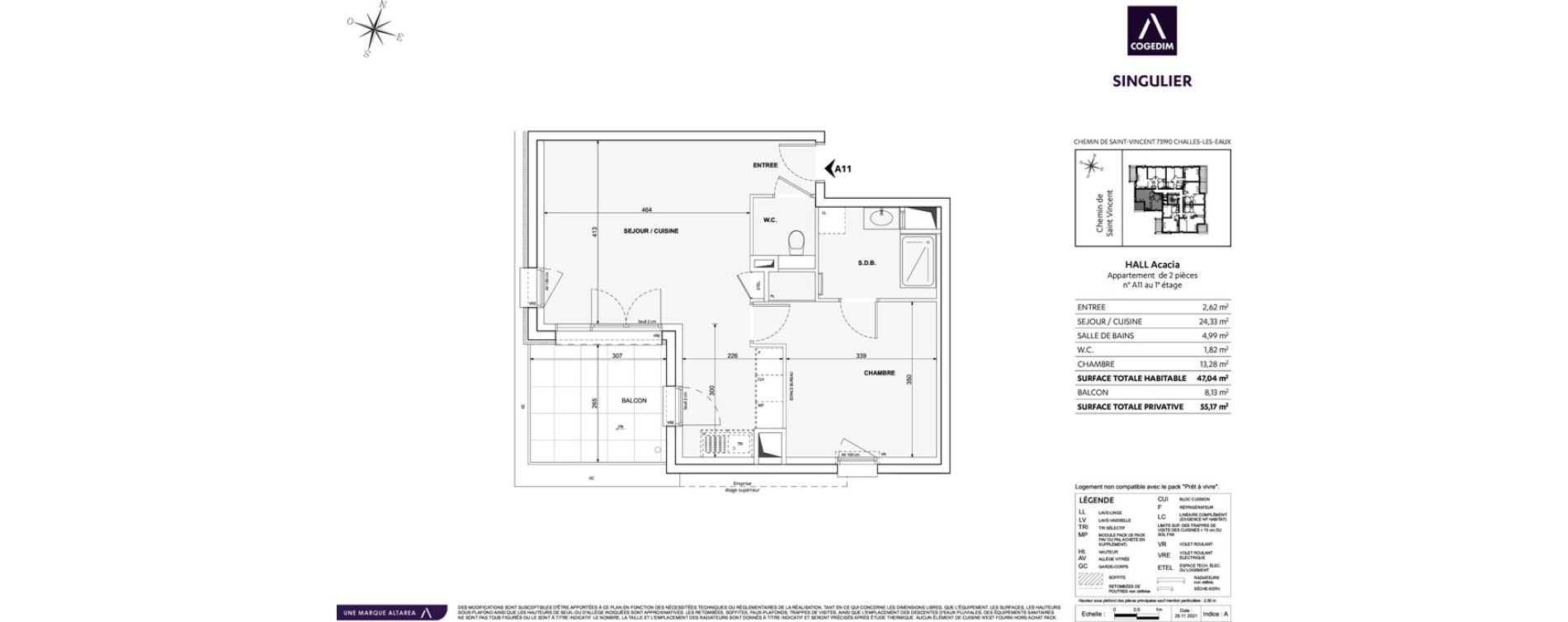 Appartement T2 de 47,04 m2 &agrave; Challes-Les-Eaux Centre