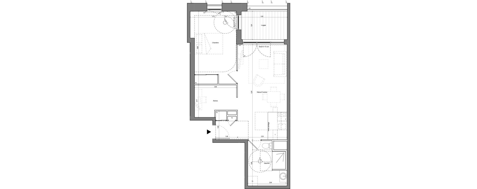 Appartement T2 de 50,62 m2 &agrave; Chamb&eacute;ry La cassine