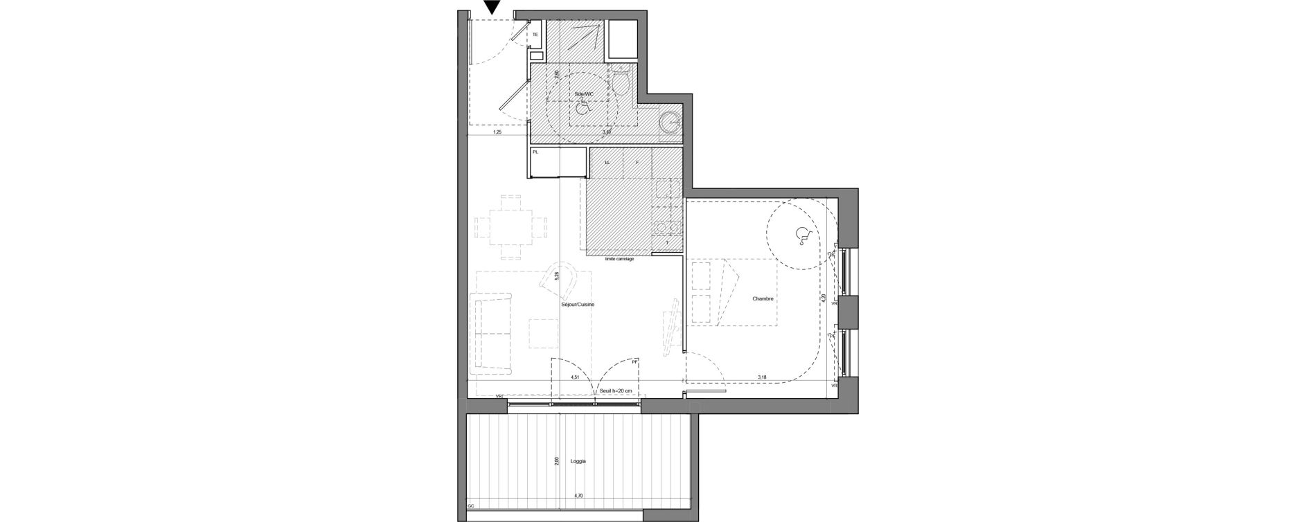 Appartement T2 de 45,52 m2 &agrave; Chamb&eacute;ry La cassine