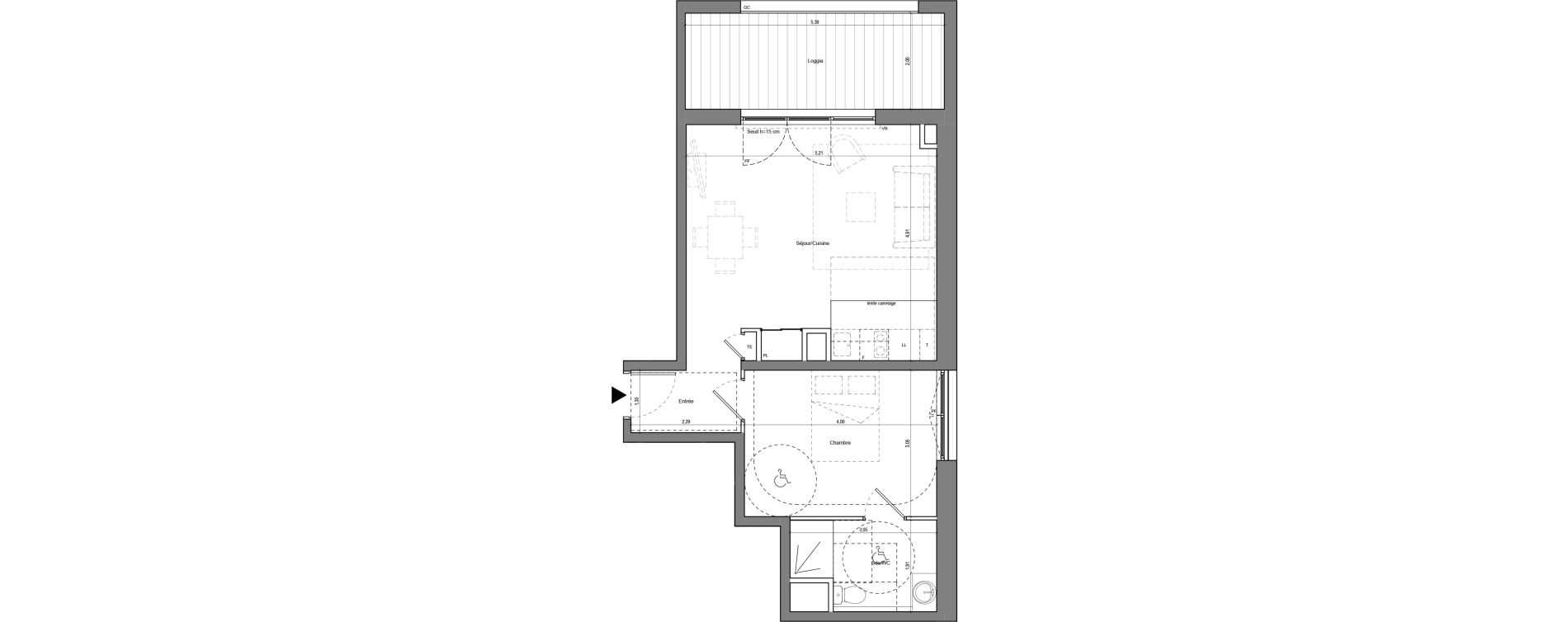 Appartement T2 de 45,84 m2 &agrave; Chamb&eacute;ry La cassine
