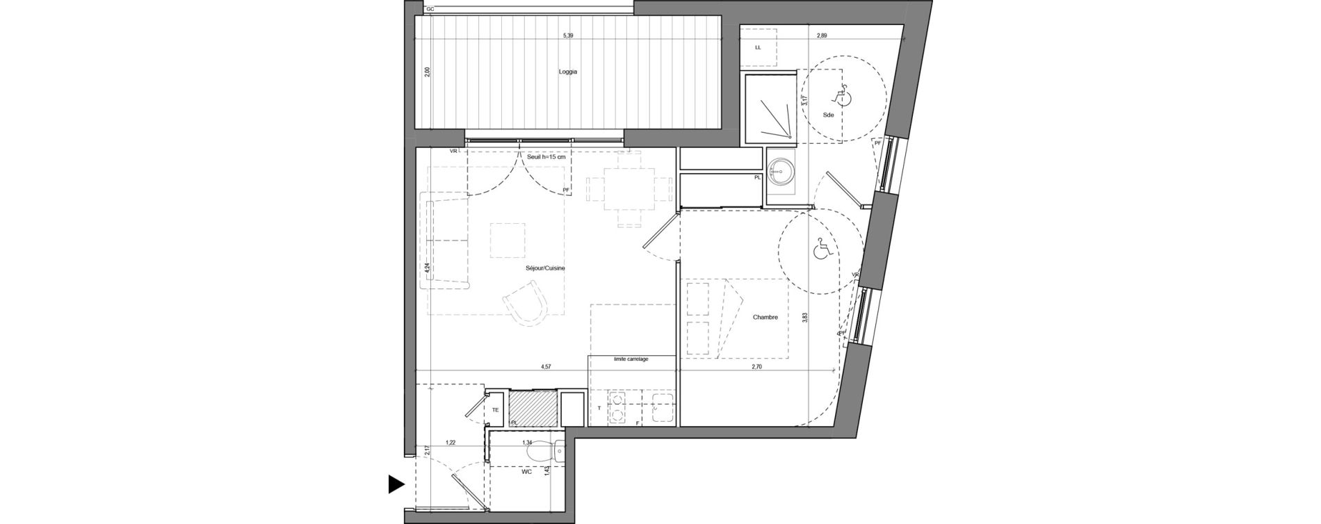 Appartement T2 de 45,62 m2 &agrave; Chamb&eacute;ry La cassine