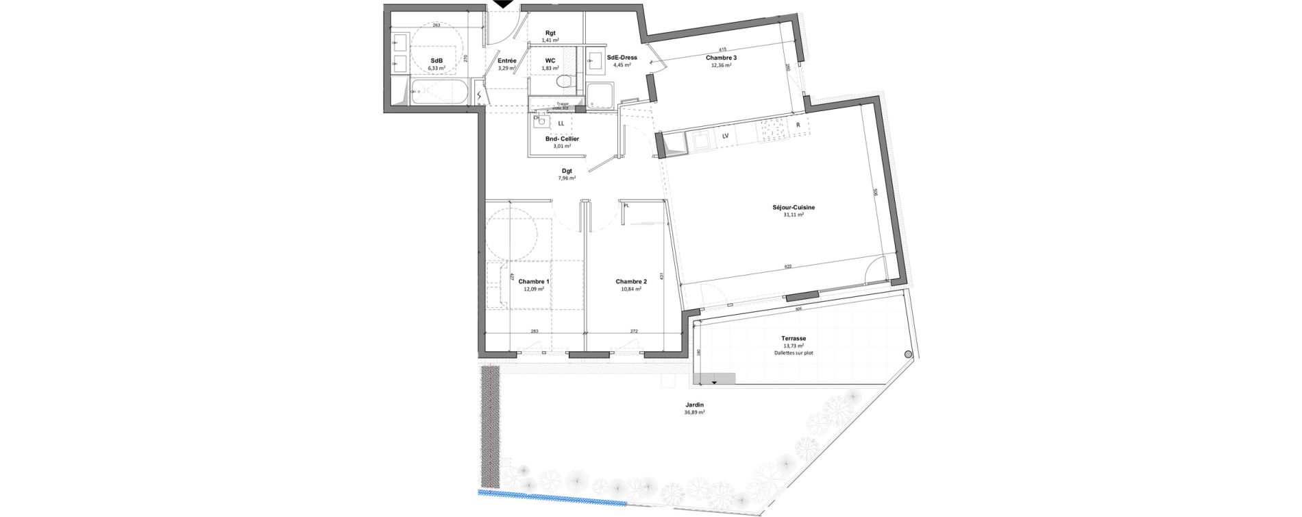 Appartement T4 de 94,68 m2 &agrave; Chamb&eacute;ry Centre