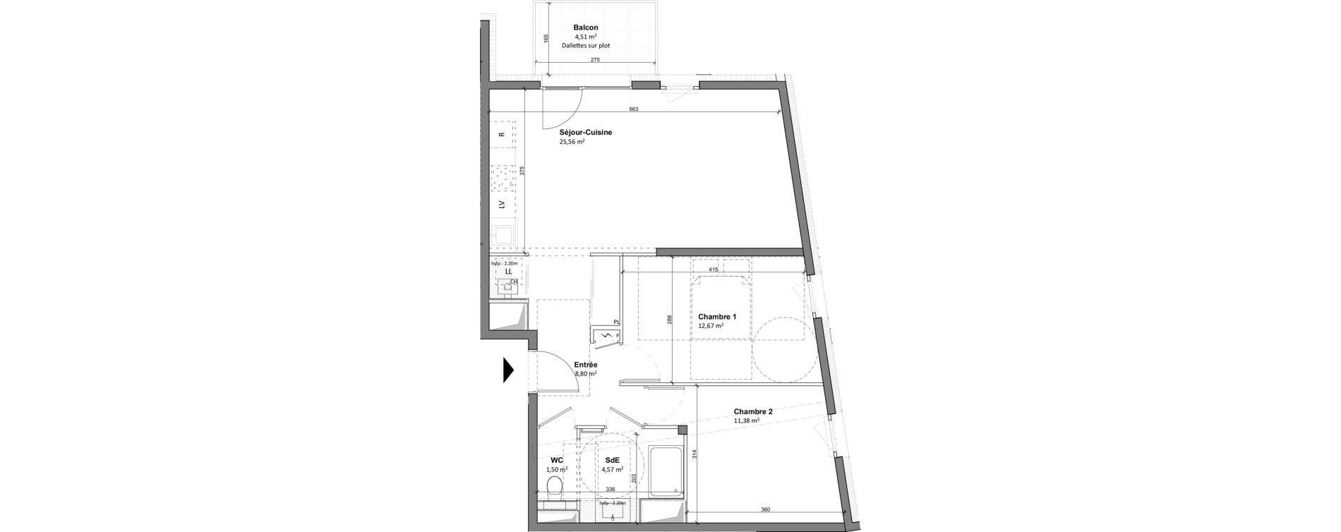 Appartement T3 de 64,48 m2 &agrave; Chamb&eacute;ry Centre