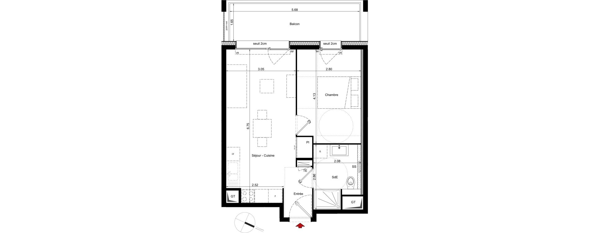 Appartement T2 de 39,18 m2 &agrave; Chamb&eacute;ry Centre